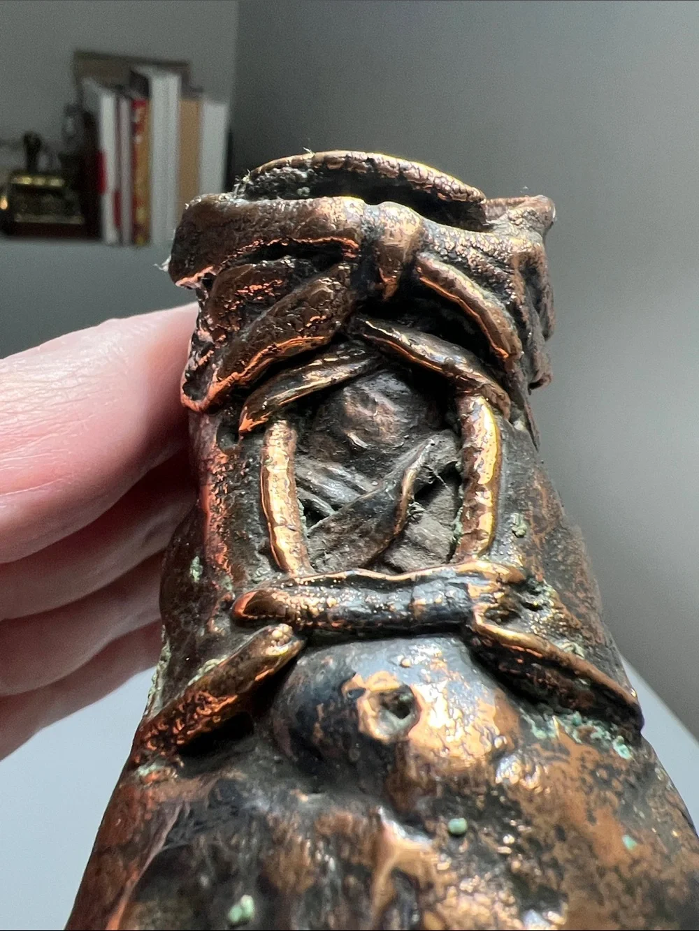 Bronzed Antique Classic Baby Walker Shoes Figurine in Metallic Brown - Vintage